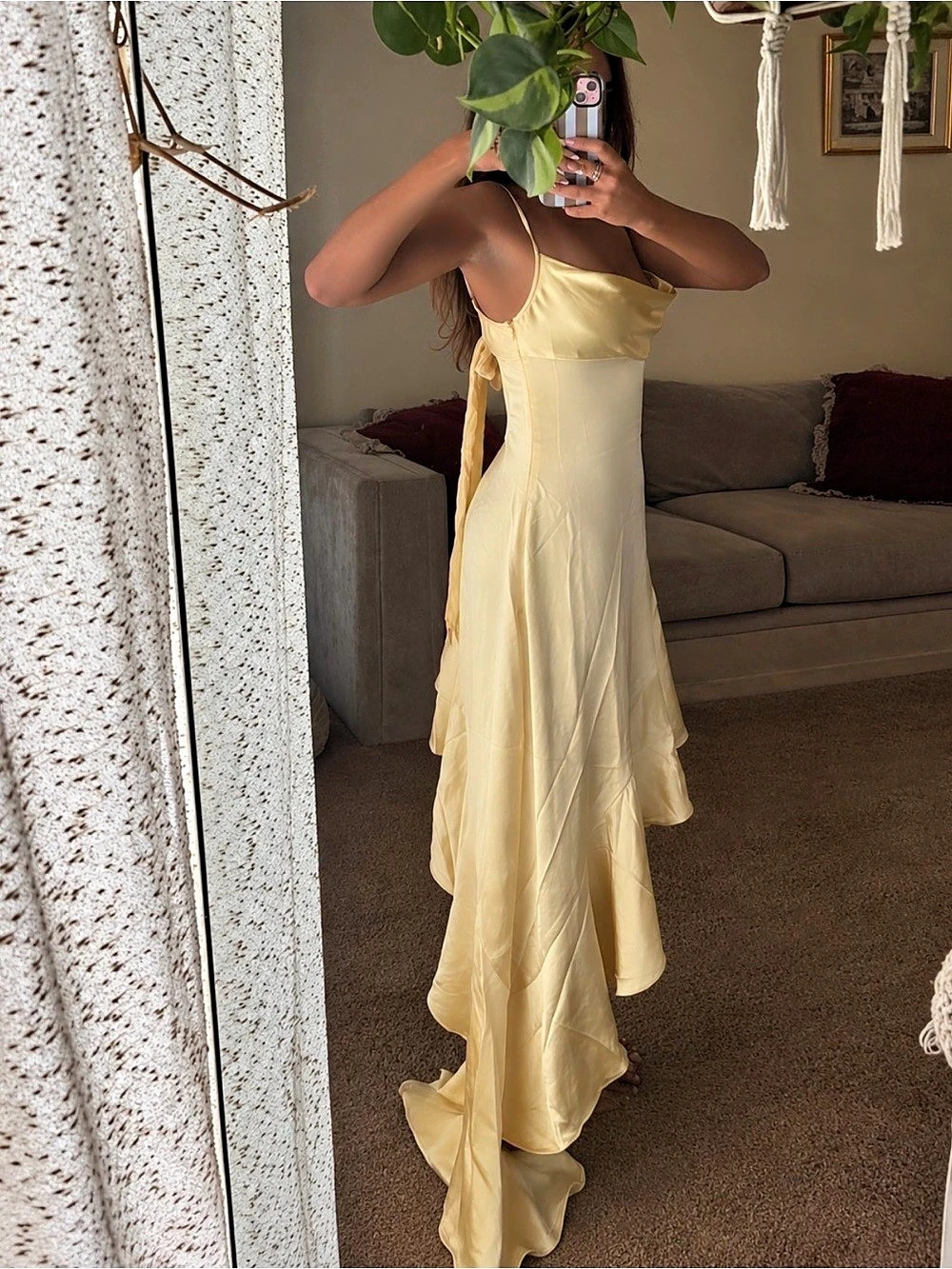 Princess Polly Marielle Asymmetrical Midi Dress Yellow Medium